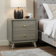 Reny Nightst& | 2 Drawers | Rounded Edges | Gold Knobs | Rustic Gray Wood