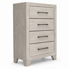 Dabu Tall Dresser Chest | 4 Drawers | Linear H&les | Light Gray | Black