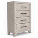 Dabu Tall Dresser Chest | 4 Drawers | Linear H&les | Light Gray | Black