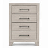 Dabu Tall Dresser Chest | 4 Drawers | Linear H&les | Light Gray | Black