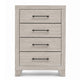 Dabu Tall Dresser Chest | 4 Drawers | Linear H&les | Light Gray | Black