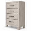 Dabu Tall Dresser Chest | 4 Drawers | Linear H&les | Light Gray | Black