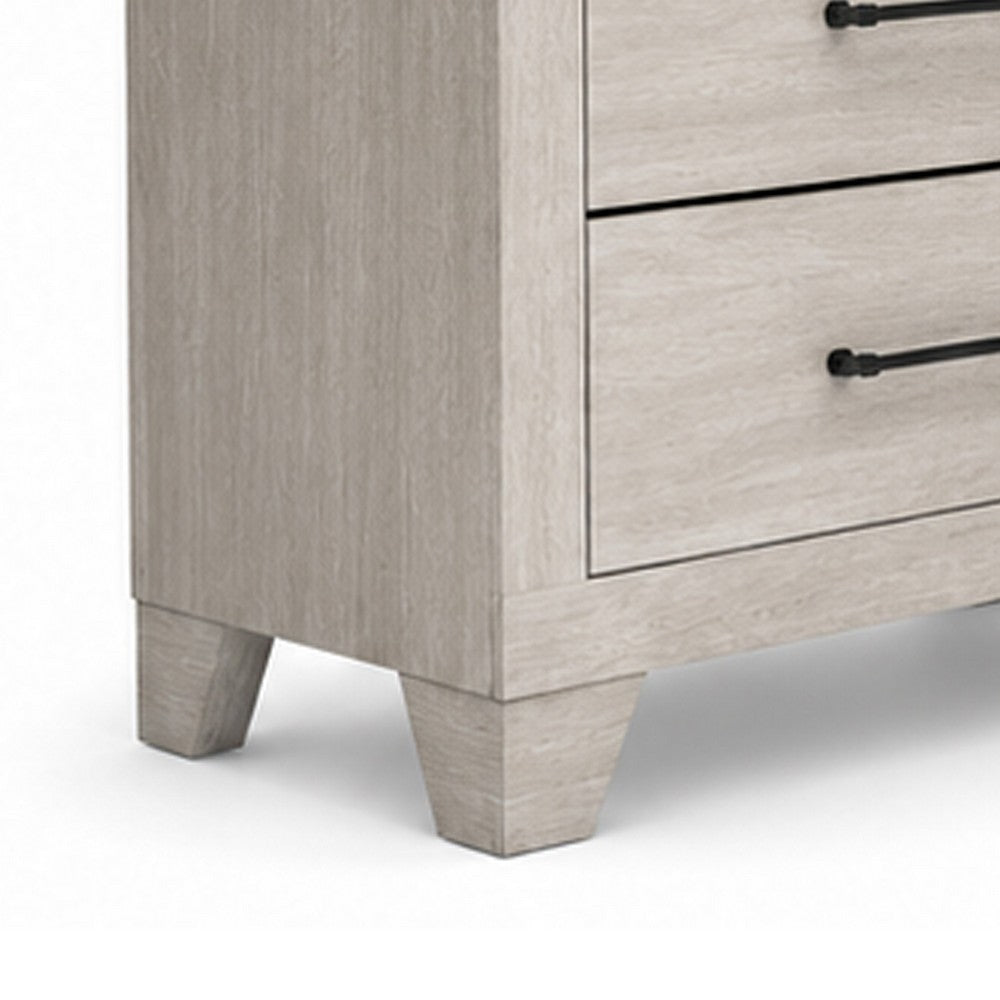 Dabu Tall Dresser Chest | 4 Drawers | Linear H&les | Light Gray | Black