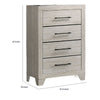 Dabu Tall Dresser Chest | 4 Drawers | Linear H&les | Light Gray | Black