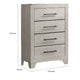 Dabu Tall Dresser Chest | 4 Drawers | Linear H&les | Light Gray | Black