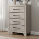 Dabu Tall Dresser Chest | 4 Drawers | Linear H&les | Light Gray | Black