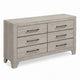 Dabu Wide Dresser | 6 Drawers | Linear H&les | Light Gray | Black