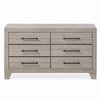 Dabu Wide Dresser | 6 Drawers | Linear H&les | Light Gray | Black