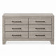 Dabu Wide Dresser | 6 Drawers | Linear H&les | Light Gray | Black