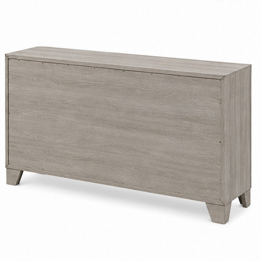 Dabu Wide Dresser | 6 Drawers | Linear H&les | Light Gray | Black