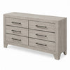 Dabu Wide Dresser | 6 Drawers | Linear H&les | Light Gray | Black