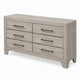 Dabu Wide Dresser | 6 Drawers | Linear H&les | Light Gray | Black