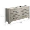 Dabu Wide Dresser | 6 Drawers | Linear H&les | Light Gray | Black