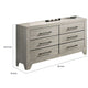 Dabu Wide Dresser | 6 Drawers | Linear H&les | Light Gray | Black
