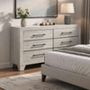 Dabu Wide Dresser | 6 Drawers | Linear H&les | Light Gray | Black