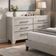 Dabu Wide Dresser | 6 Drawers | Linear H&les | Light Gray | Black