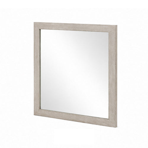 Dabu Dresser Mirror | Framed Design | Light Gray Wood | 37x39 Rectangular