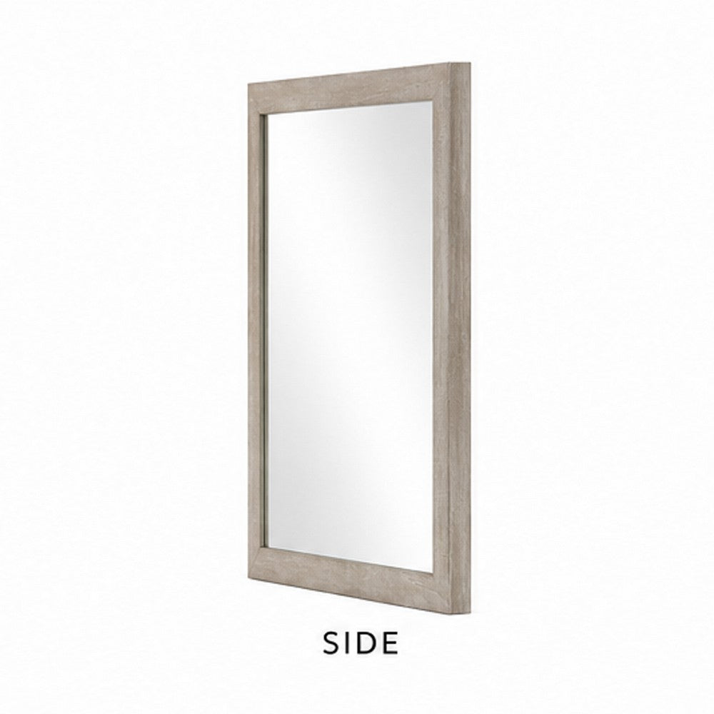 Dabu Dresser Mirror | Framed Design | Light Gray Wood | 37x39 Rectangular