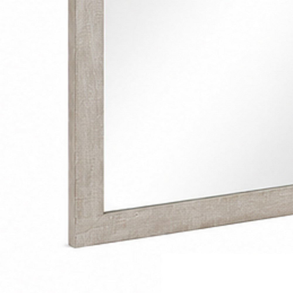 Dabu Dresser Mirror | Framed Design | Light Gray Wood | 37x39 Rectangular