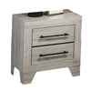 Dabu Nightst& | 2 Drawers | Linear H&les | Light Gray | Black