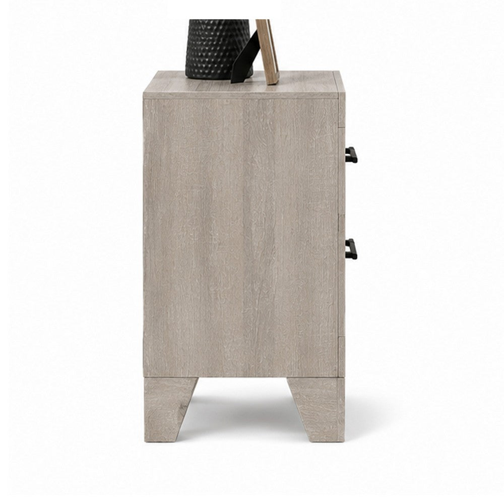 Dabu Nightst& | 2 Drawers | Linear H&les | Light Gray | Black