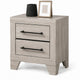 Dabu Nightst& | 2 Drawers | Linear H&les | Light Gray | Black