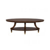 Raam Coffee Table | 52" Oval Top with Lower Shelf | Dark Cherry Brown