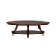 Raam Coffee Table | 52" Oval Top with Lower Shelf | Dark Cherry Brown