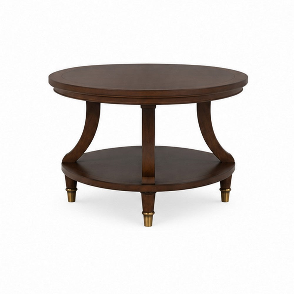 Raam Coffee Table | 52" Oval Top with Lower Shelf | Dark Cherry Brown