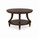 Raam Coffee Table | 52" Oval Top with Lower Shelf | Dark Cherry Brown