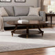 Raam Coffee Table | 52" Oval Top with Lower Shelf | Dark Cherry Brown