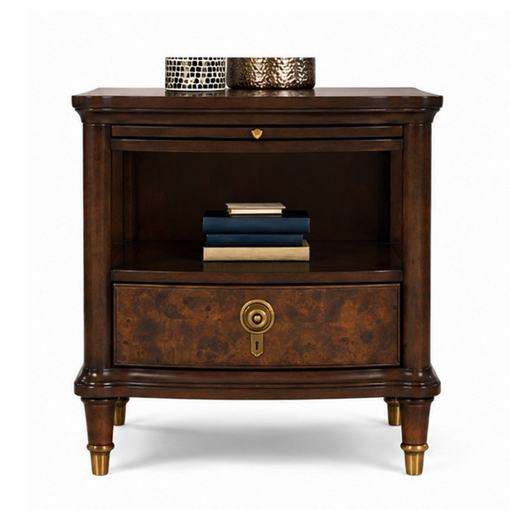 Raam Side End Table | 24" Top with Lower Shelf | Dark Cherry Brown