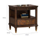 Raam Side End Table | 24" Top with Lower Shelf | Dark Cherry Brown