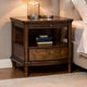 Raam Side End Table | 24" Top with Lower Shelf | Dark Cherry Brown