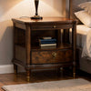 Raam Side End Table | 24" Top with Lower Shelf | Dark Cherry Brown