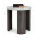 Lesy Side End Table | 24" Triangular Faux Marble Top | Gray White