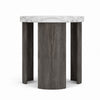 Lesy Side End Table | 24" Triangular Faux Marble Top | Gray White