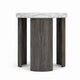 Lesy Side End Table | 24" Triangular Faux Marble Top | Gray White