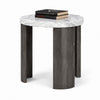 Lesy Side End Table | 24" Triangular Faux Marble Top | Gray White