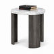 Lesy Side End Table | 24" Triangular Faux Marble Top | Gray White