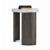 Lesy Side End Table | 24" Triangular Faux Marble Top | Gray White