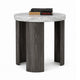 Lesy Side End Table | 24" Triangular Faux Marble Top | Gray White