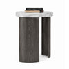 Lesy Side End Table | 24" Triangular Faux Marble Top | Gray White
