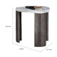 Lesy Side End Table | 24" Triangular Faux Marble Top | Gray White