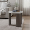 Lesy Side End Table | 24" Triangular Faux Marble Top | Gray White