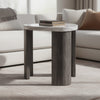 Lesy Side End Table | 24" Triangular Faux Marble Top | Gray White