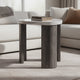 Lesy Side End Table | 24" Triangular Faux Marble Top | Gray White