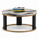 Besy Coffee Table | 36" White Faux Marble | Gold Ring Base | Black