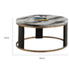 Besy Coffee Table | 36" White Faux Marble | Gold Ring Base | Black