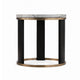 Besy Side End Table | 24" White Faux Marble | Gold Ring Base | Black